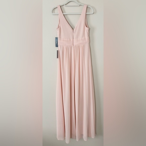 NWT Lulu’s Blush Ruched A-Line Chiffon V-Neck Maxi Dress - Picture 11 of 11